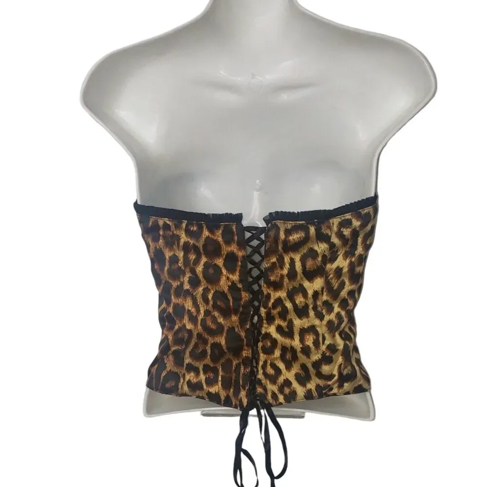 RARE Vintage 90's Y2K VICTORIAS SECRET Leopard Corset Top Womes Size 34B